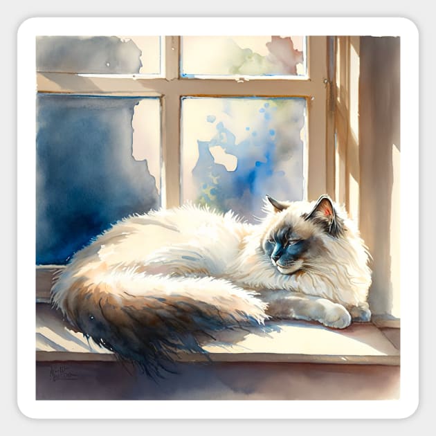 The cat in front of the window Sticker by Imagier